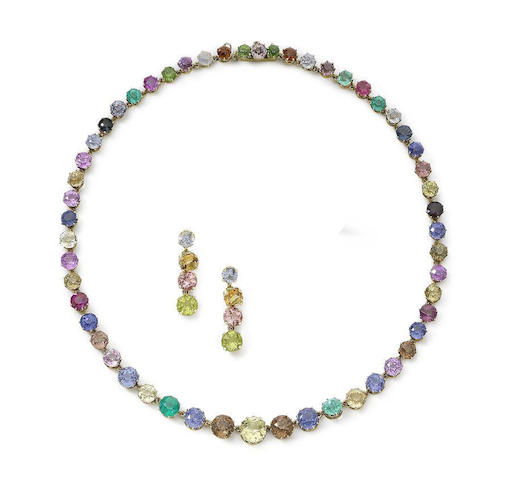 Multi gem riviere necklace